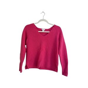 Sundance Hot Pink Long Sleeve Rowan‎ Cashmere Pullover V-Neck Sweater Size Small